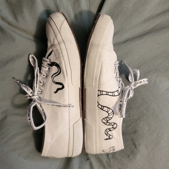 Superga + Deer Dana SNAKES! Black & White Sneakers, Womens EU 42.5, US 11-11.5 - Picture 6 of 7